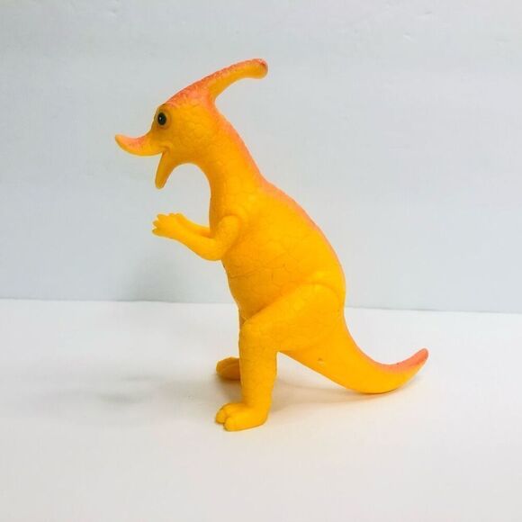 dinosaur yellow toy figure hard rubber 4 inch tall prehistoric educational toy - Picture 3 of 5